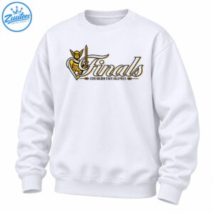 Golden State Valkyries Finals 2026 design with a gold-armored Valkyrie holding a sword and white script lettering