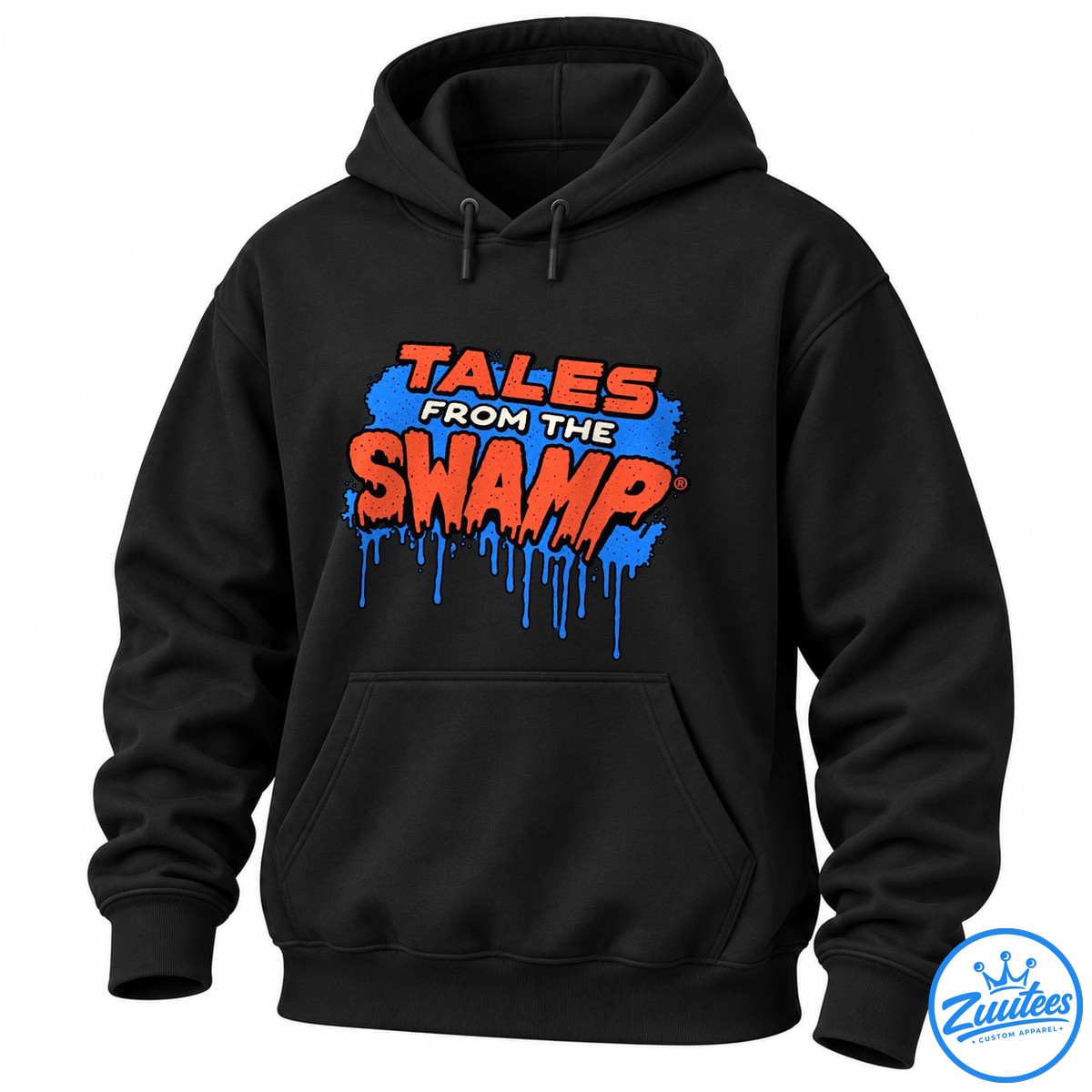 Florida Gators Tales From The Swamp Mascot Shirt Tales From The Swamp graphic with distressed orange lettering, cream text, black outlines, and dripping blue paint.