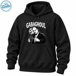 Gabaghoul horror graphic featuring distressed white lettering, a black and white bald man portrait, and a spooky moon