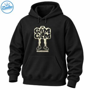 Gam Cam Handsome retro graphic with chunky cream lettering, cartoon legs, sneakers, and vintage distressed details
