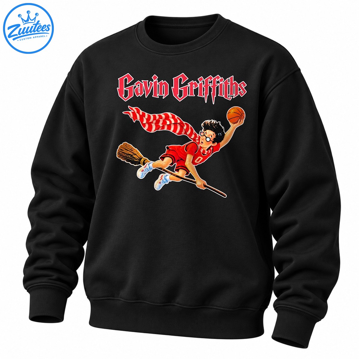 Gavin Griffiths Of Temple Owls Number 0 Basketball Player Flying On Broom Caricature Sweatshirt