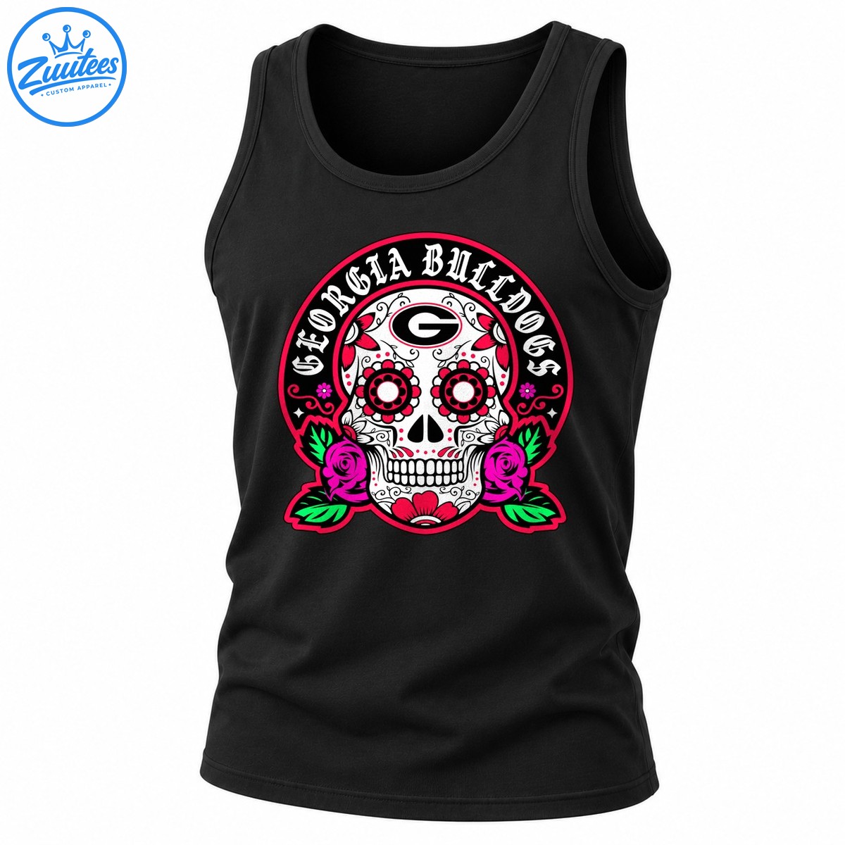 Georgia Bulldogs Skeleton Dia De Los Muertos Sugar Skull Ncaa Tank Top