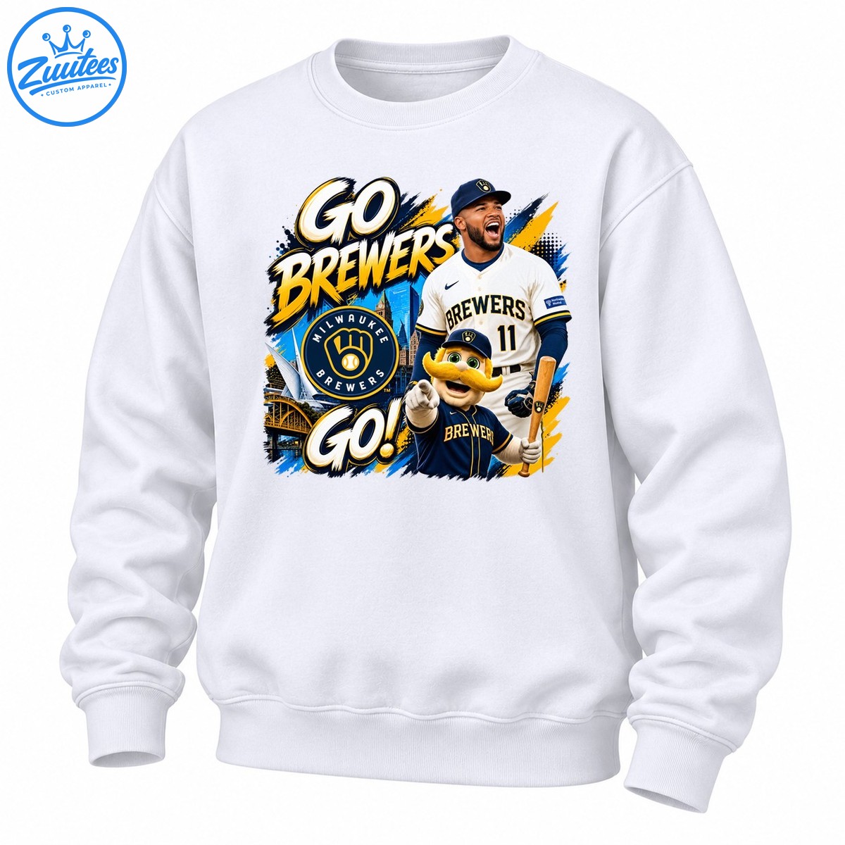 Go Brewers Go Milwaukee Brewers Bernie Brewer Mascot Graphic Sweatshirt