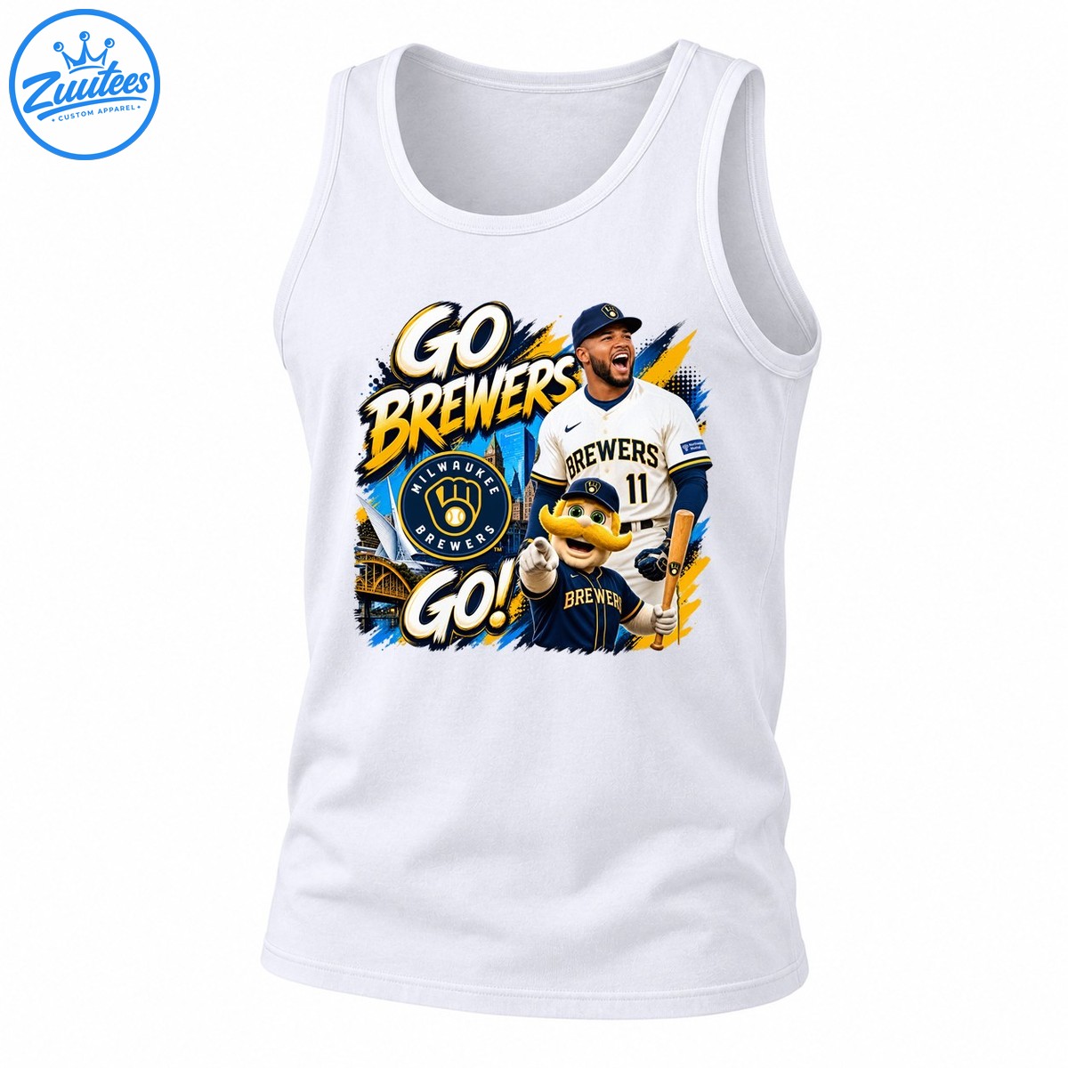 Go Brewers Go Milwaukee Brewers Bernie Brewer Mascot Graphic Tank Top