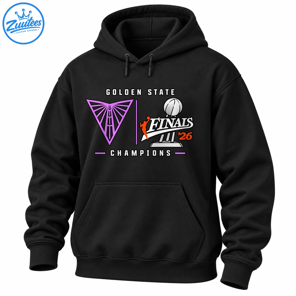 Golden State Finals Champions basketball graphic with a purple geometric emblem, silver trophy, orange player, and 2026 lettering Golden State Finals Champions basketball graphic with a purple geometric emblem, silver trophy, orange player, and 2026 lettering