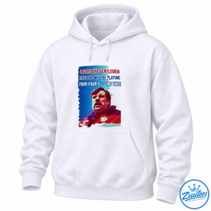 Graham Taylor football shirt design with red and white four-four-fing two lettering and a retro portrait on a blue background.