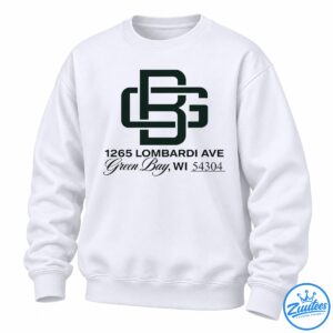Dark green interlocking monogram above 1265 Lombardi Ave and Green Bay, WI 54304 lettering