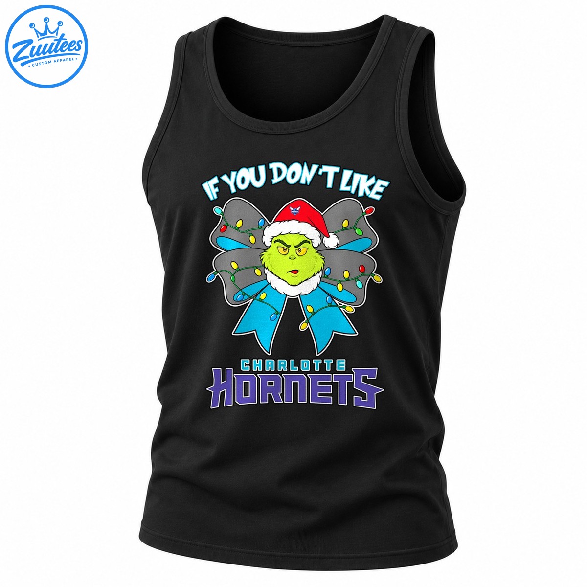 Grinch If You Don’t Like Charlotte Hornets Head And Christmas Bow Tank Top