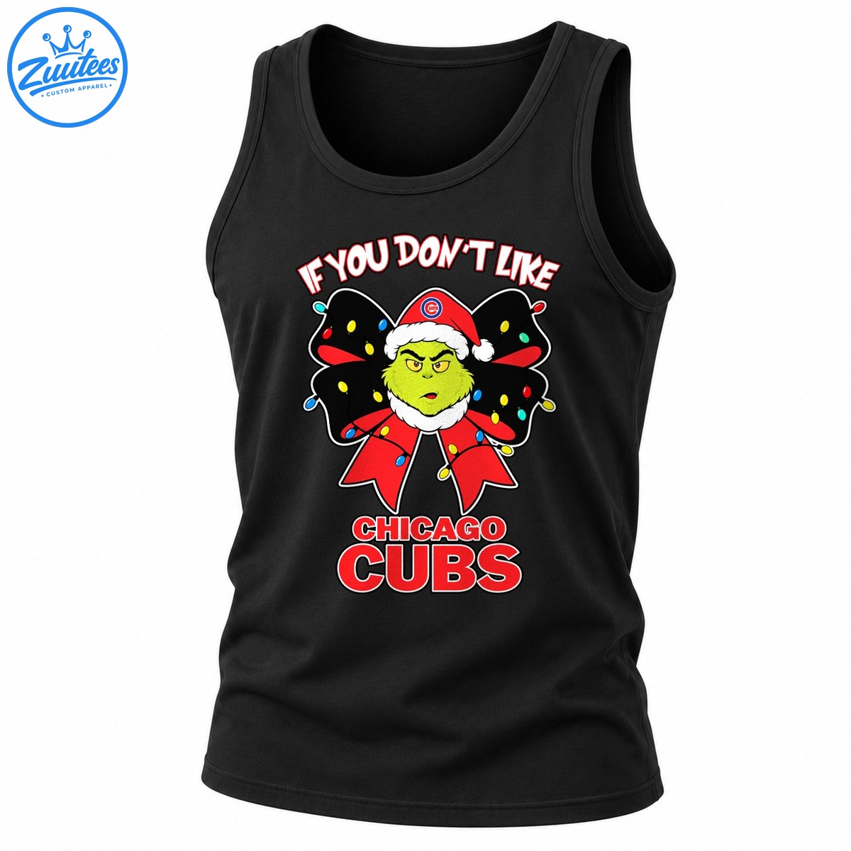 Grinch If You Don’t Like Chicago Cubs Head And Christmas Bow Tank Top