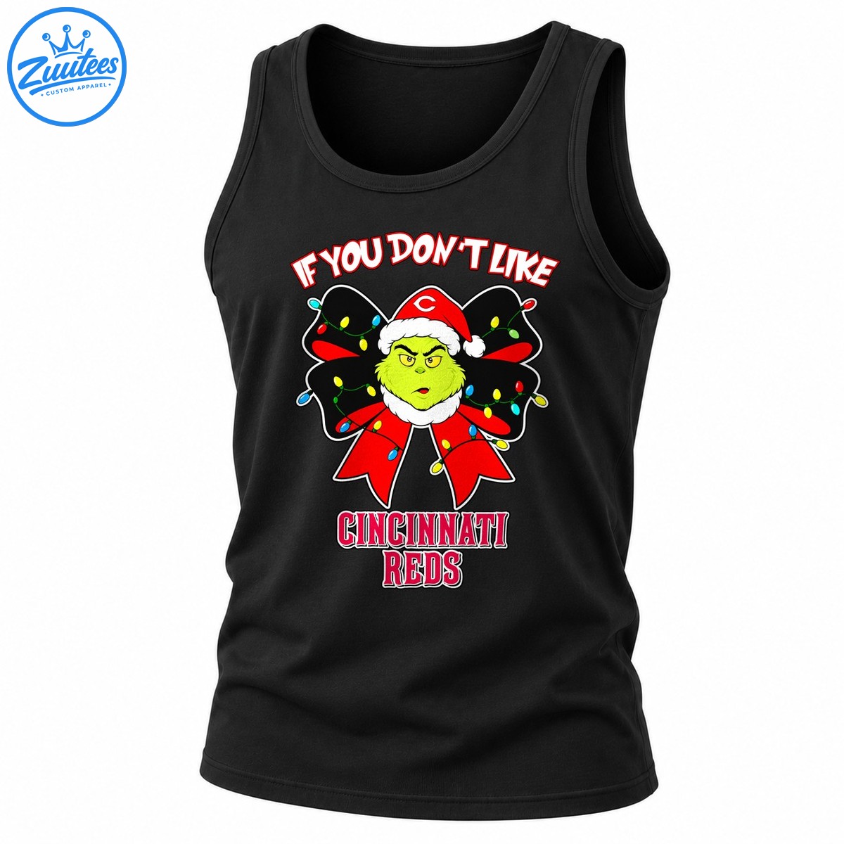 Grinch If You Don’t Like Cincinnati Reds Head And Christmas Bow Tank Top