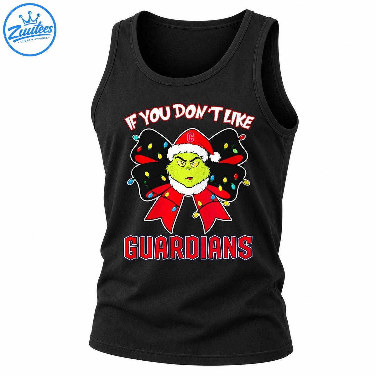 Grinch If You Don’t Like Cleveland Guardians Head And Christmas Bow Tank Top