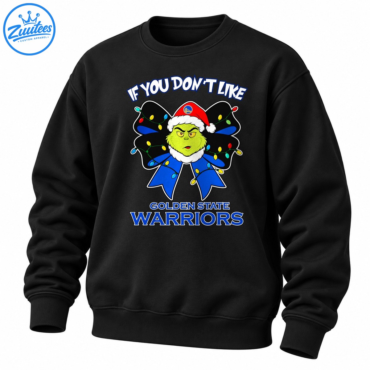 Grinch If You Don’t Like Golden State Warriors Head And Christmas Bow Sweatshirt