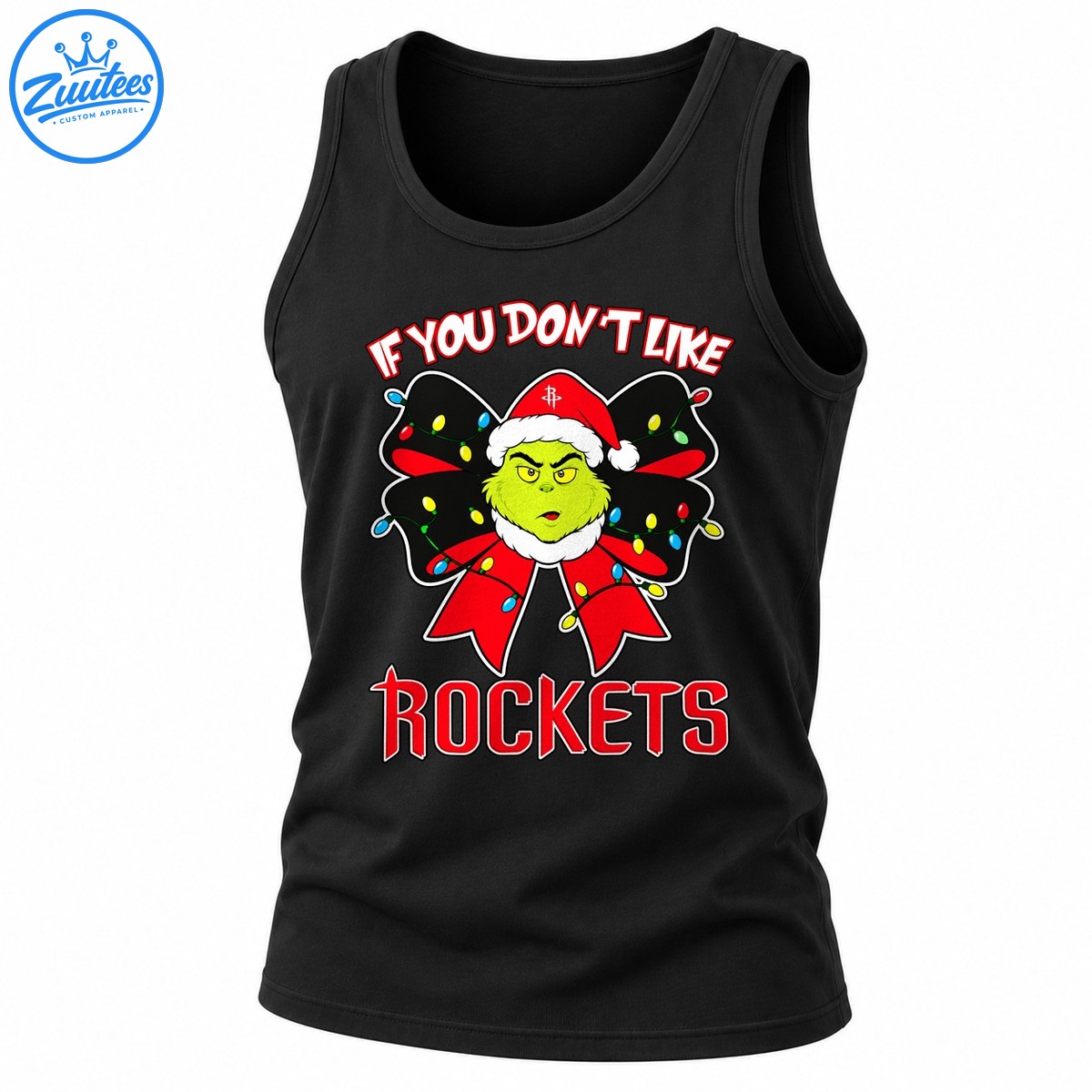 Grinch If You Don’t Like Houston Rockets Head And Christmas Bow Tank Top