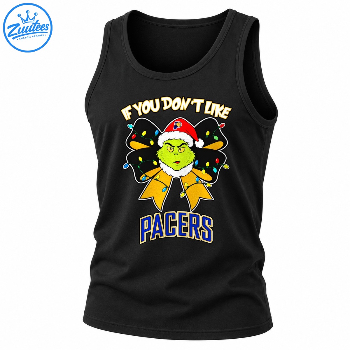 Grinch If You Don’t Like Indiana Pacers Head And Christmas Bow Tank Top