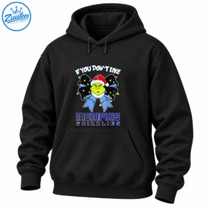 Green Grinch face in a Santa hat on a black and blue Christmas bow with colorful lights and Memphis Grizzlies lettering