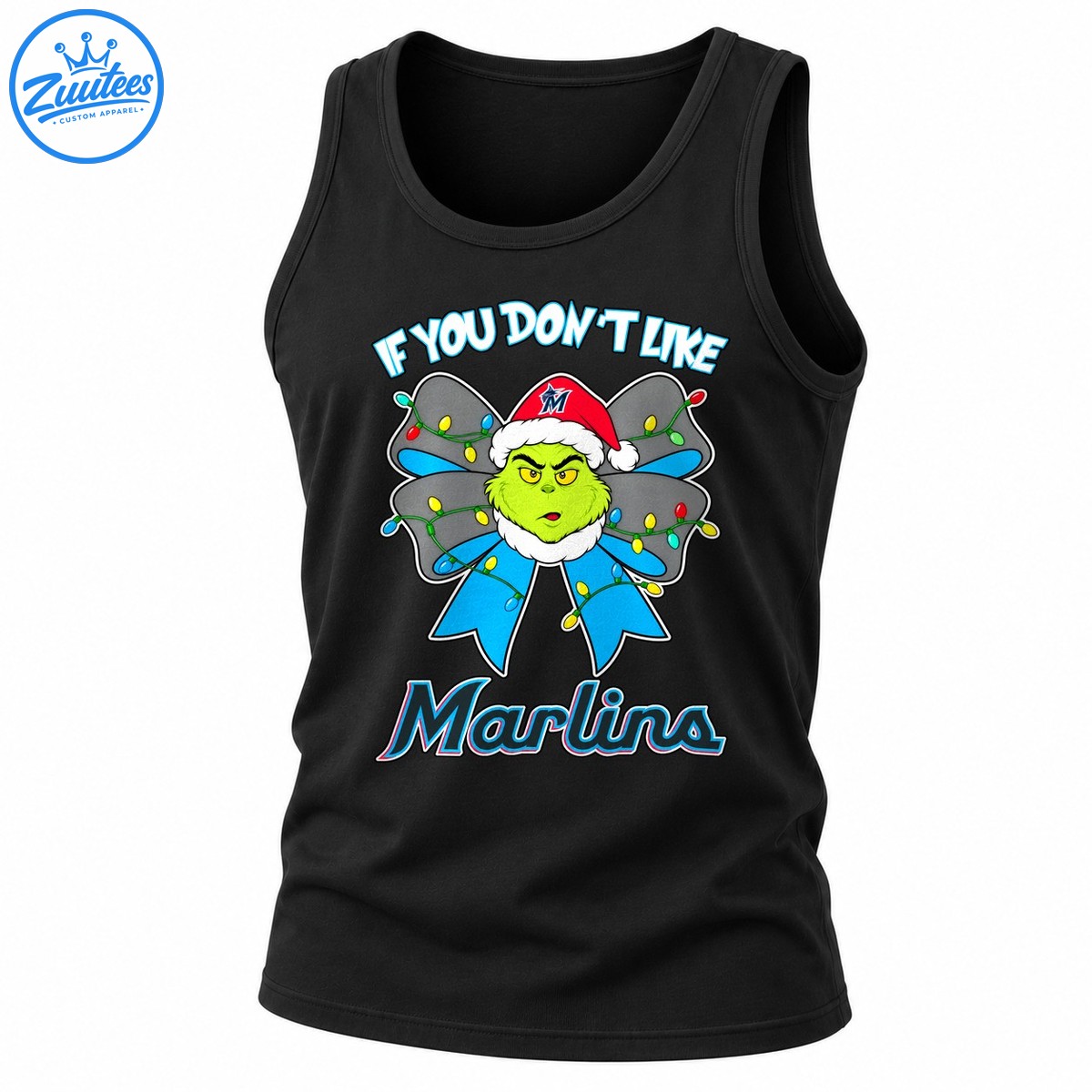 Grinch If You Don’t Like Miami Marlins Head And Christmas Bow Tank Top