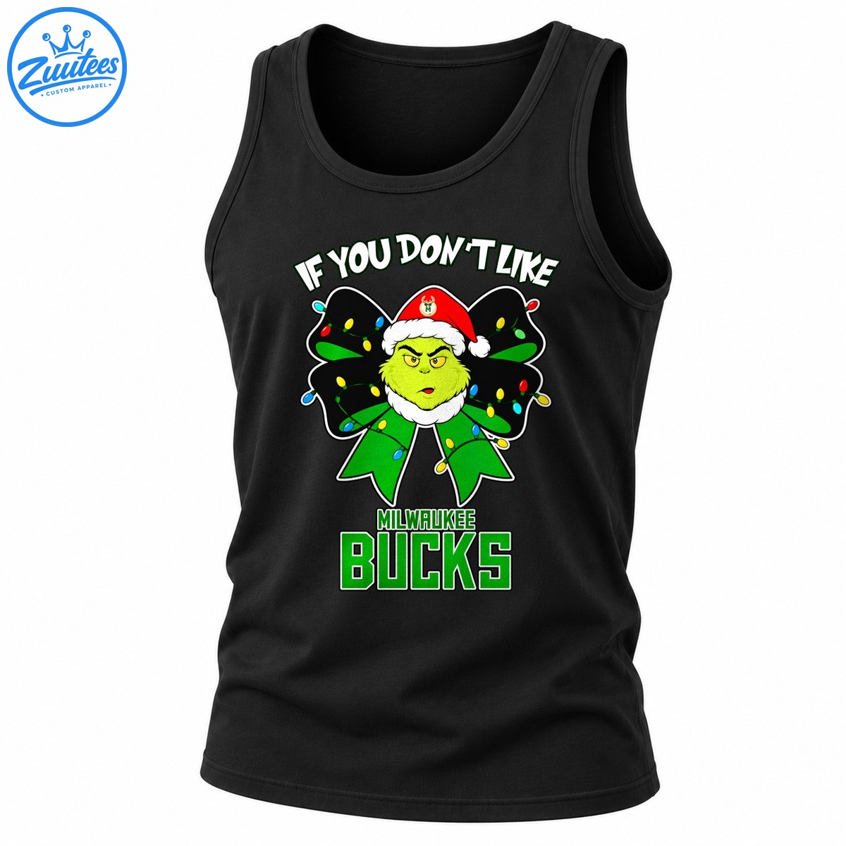Grinch If You Don’t Like Milwaukee Bucks Head And Christmas Bow Tank Top