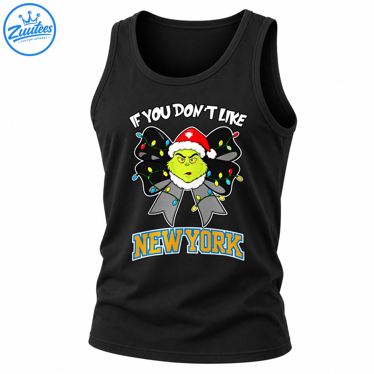 Grinch If You Don’t Like New York Knicks Head And Christmas Bow Tank Top