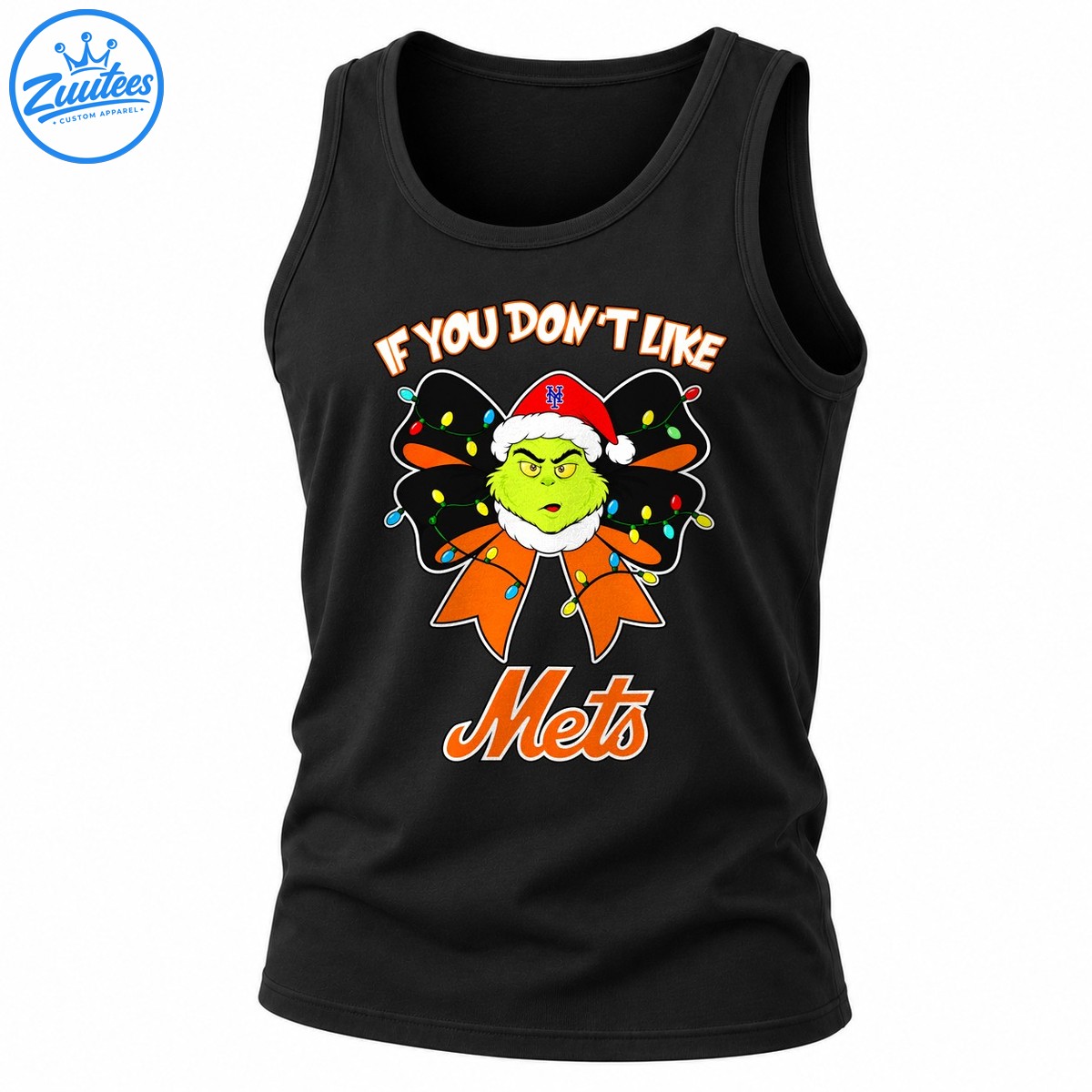 Grinch If You Don’t Like New York Mets Head And Christmas Bow Tank Top