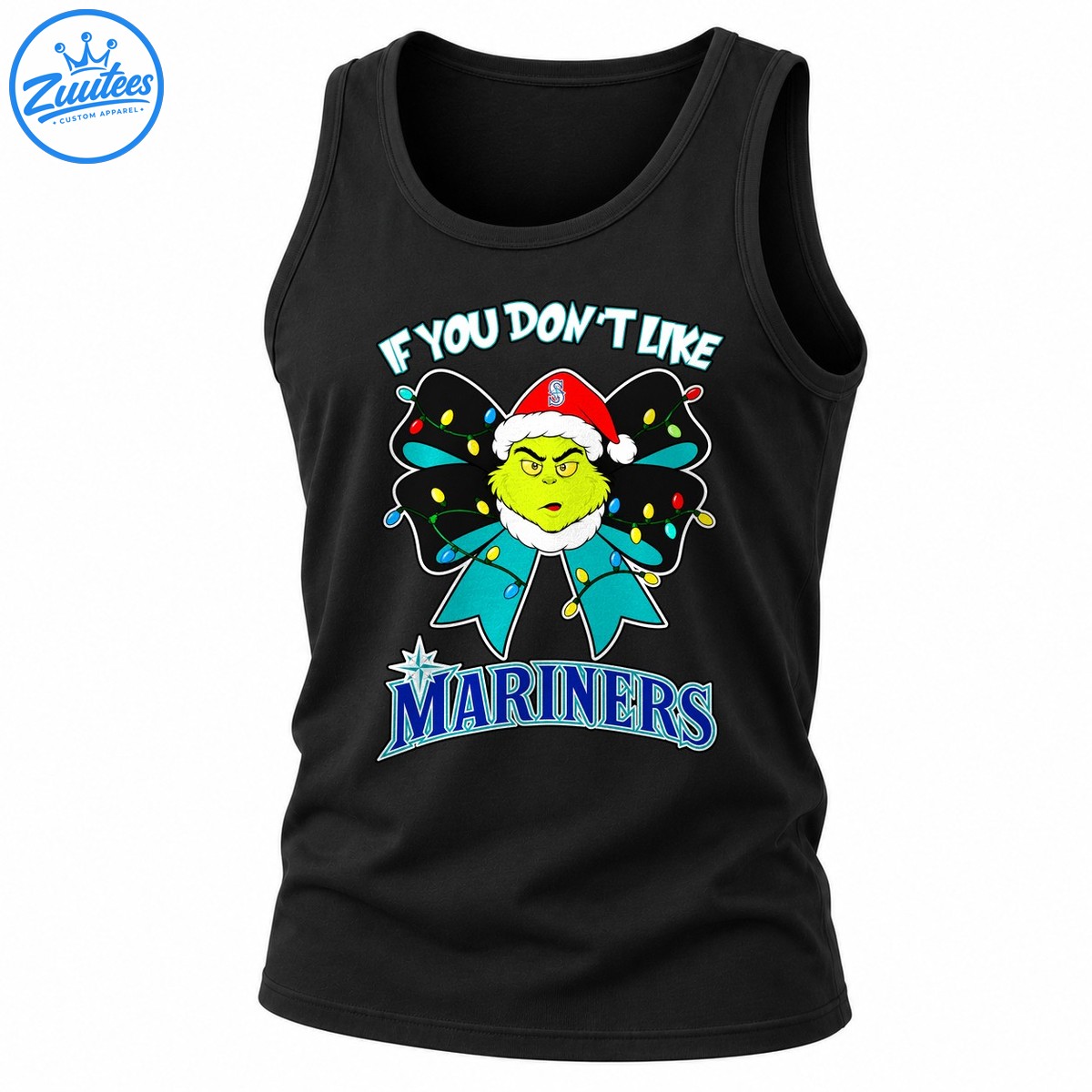 Grinch If You Don’t Like Seattle Mariners Head And Christmas Bow Tank Top