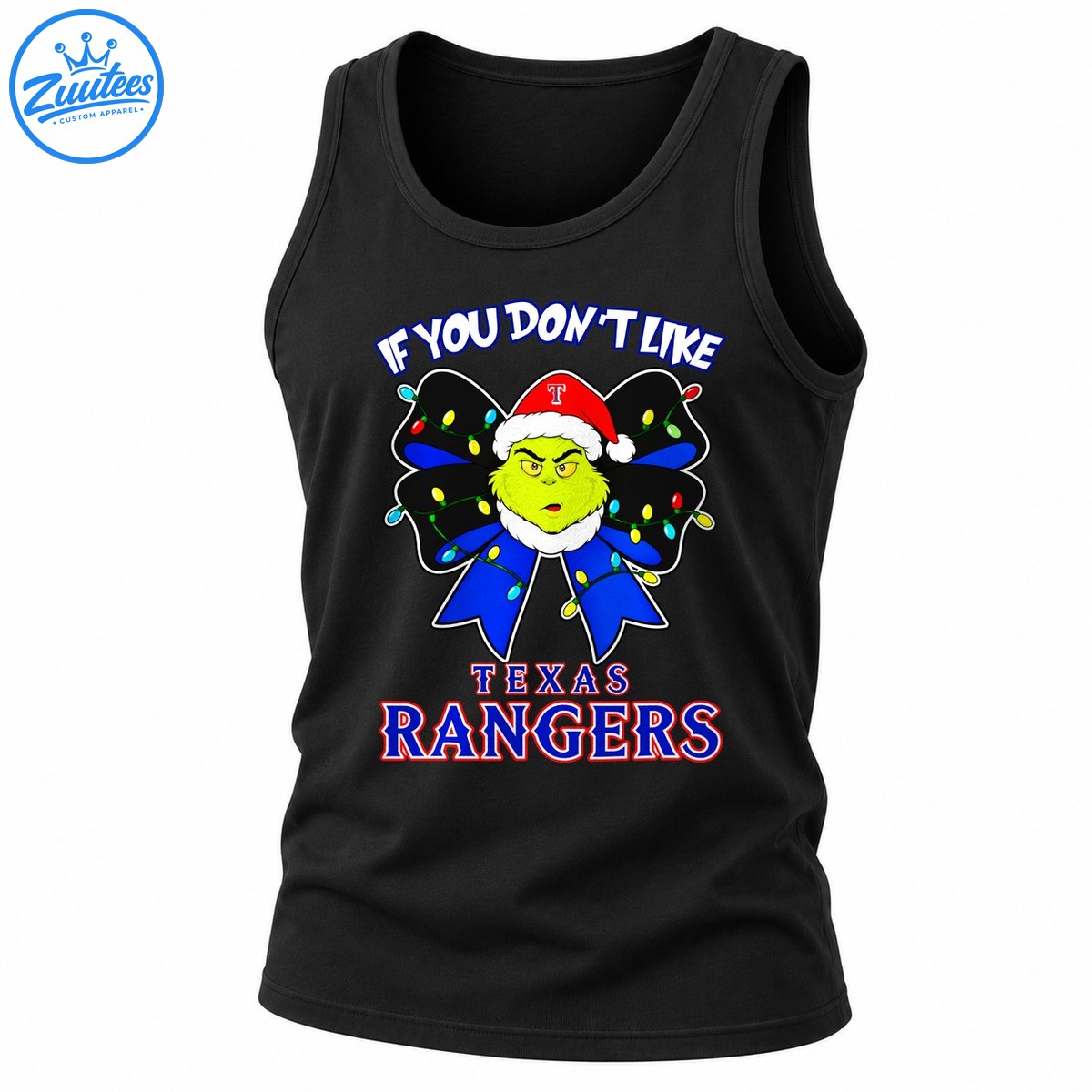 Grinch If You Don’t Like Texas Rangers Head And Christmas Bow Tank Top