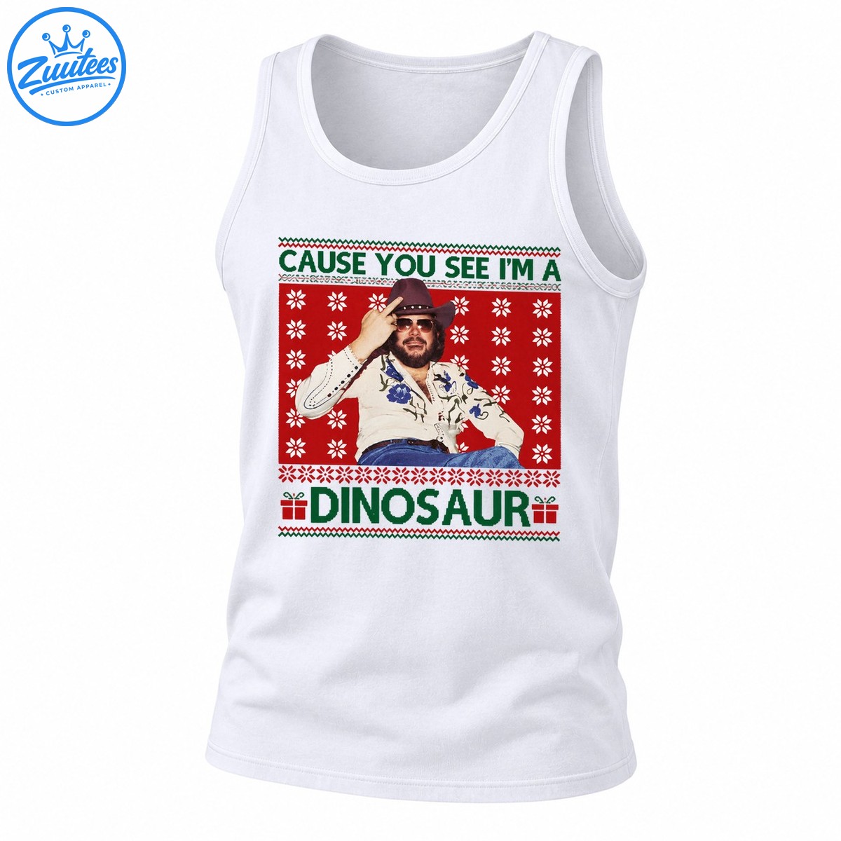 Hank Williams Jr Cause You See I’m A Dinosaur Christmas Tank Top