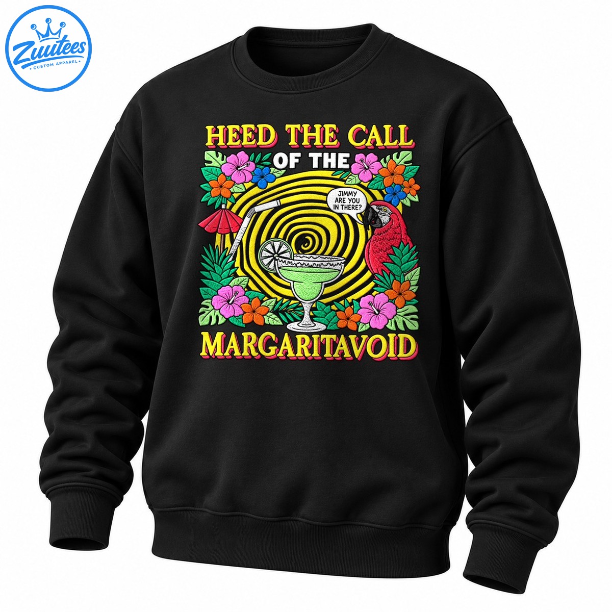 Heed The Call Of The Margaritavoid Tropical Parrot Graphic Sweatshirt