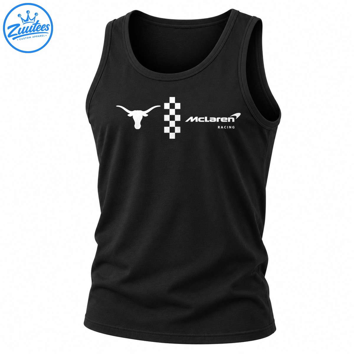 Hook Em Horns Mascot Checkerboard Racing Tank Top