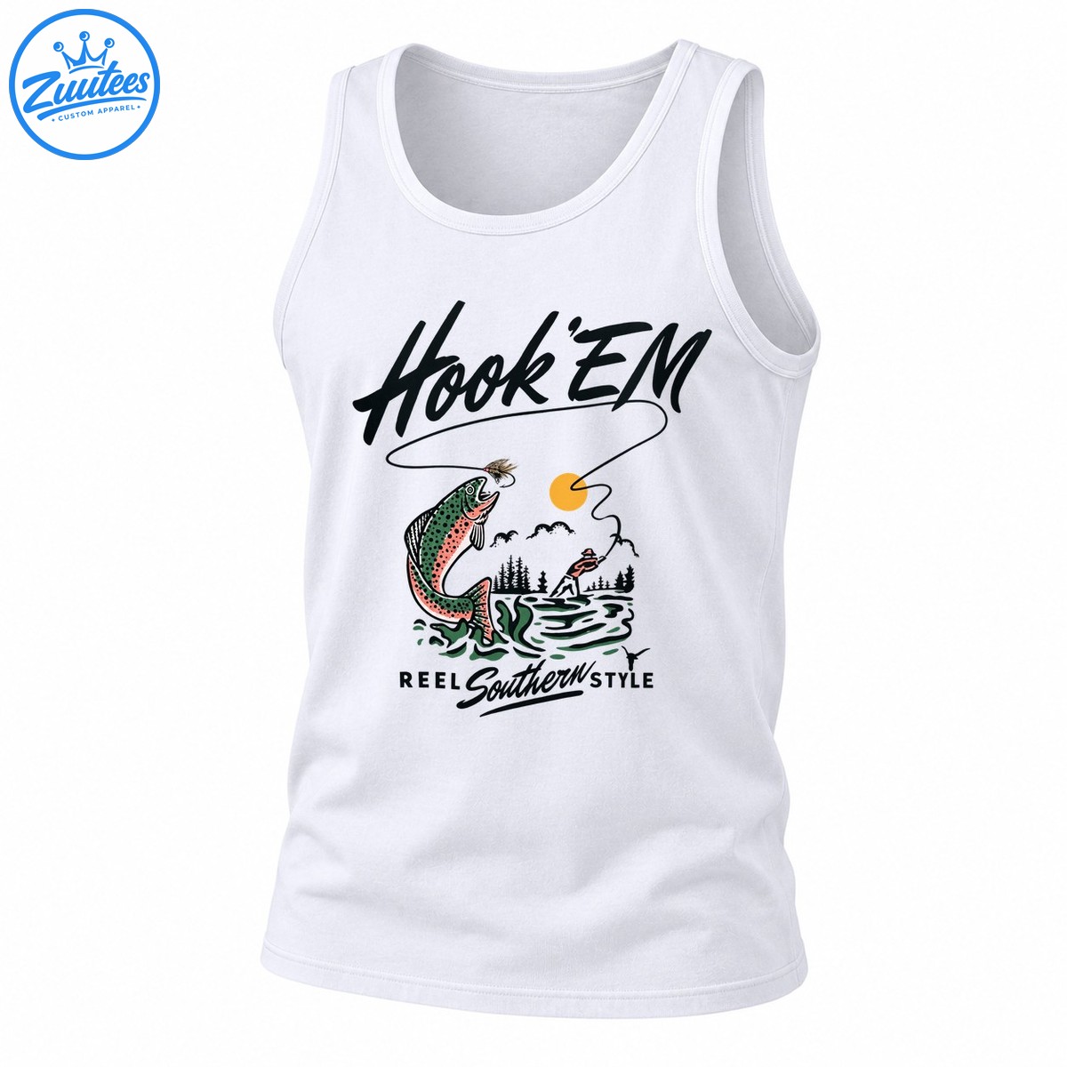 Hook ‘em Reel Southern Style Fishing Trout Tank Top