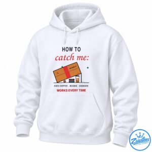 How to catch me graphic with a cardboard box trap, iced coffee, books, cookie, and Works Every Time text