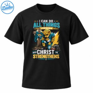 Christian football shirt design with praying teal uniform jaguar mascot, wooden cross, helmet and faith scripture