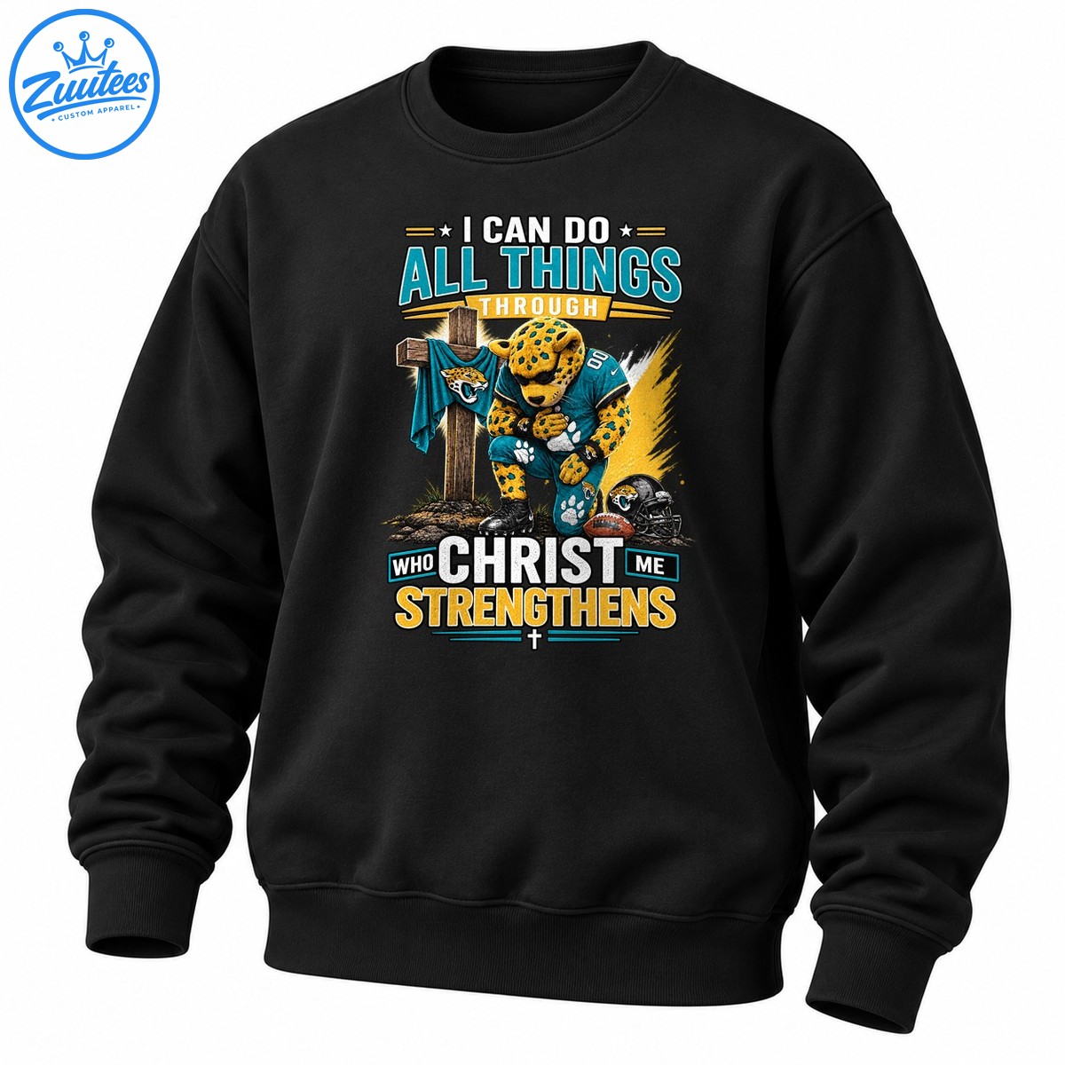 I Can Do All Things Through Christ Strengthens Me Jaguar Football Mascot Sweatshirt