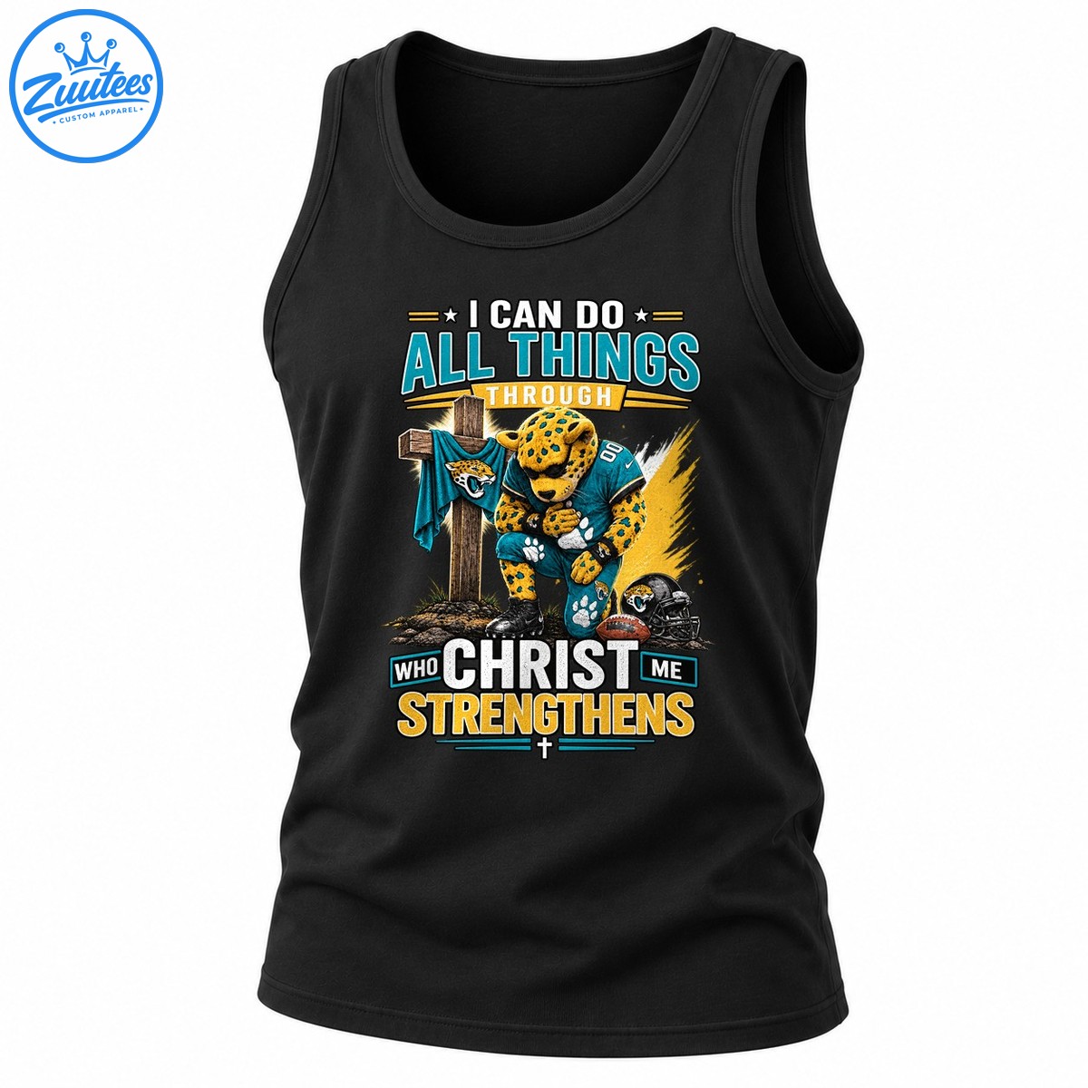 I Can Do All Things Through Christ Strengthens Me Jaguar Football Mascot Tank Top