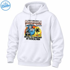 Vintage Palm Springs California shirt design with blue grim reaper, sunset, palm tree, skeleton and funny water quote