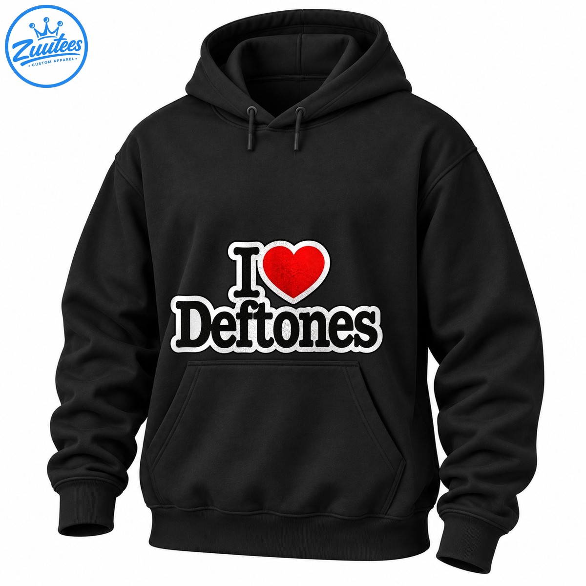 I Heart Deftones graphic featuring black serif lettering, a red heart, and distressed white outlines. I Heart Deftones graphic featuring black serif lettering, a red heart, and distressed white outlines.