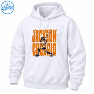 Retro baseball graphic featuring a batter mid-swing with distressed orange lettering and navy, black, and cream details