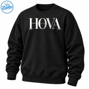 HOVA graphic shirt design with distressed white serif lettering, FEAR OF GOD text, JAY-Z detail, and 20 AAVR lettering