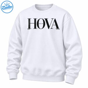 HOVA graphic shirt design with large black serif lettering, FEAR OF GOD inside the O, JAYZ, and 30 ANS text