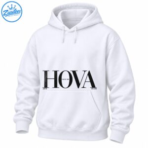 HOVA graphic shirt design with large black serif lettering, FEAR OF GOD inside the O, JAYZ, and 30 ANS text