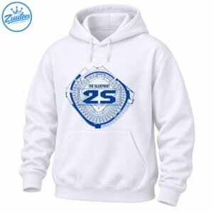 Blue and white stadium blueprint graphic with THE BLUEPRINT text and a bold number 25