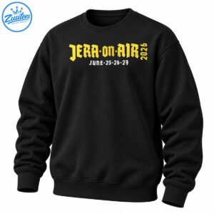 Jera On Air 2026 festival graphic with distressed golden Gothic lettering and white June 25, 26, 27 dates