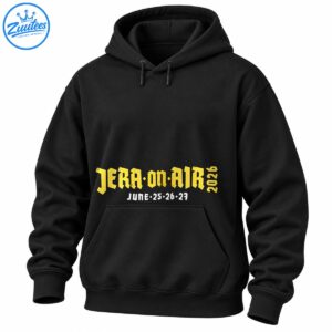 Jera On Air 2026 festival graphic with distressed golden Gothic lettering and white June 25, 26, 27 dates