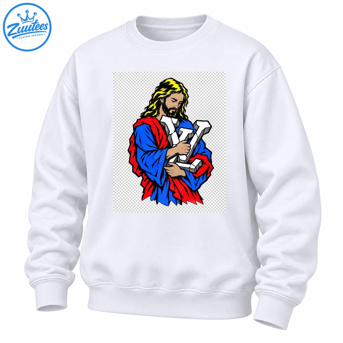 Jesus Holding Sculpted Lettering Vintage Graphic Sweatshirt
