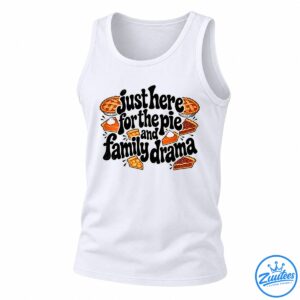 Funny Thanksgiving shirt design with bold black lettering and illustrations of pumpkin, pecan, and lattice-top pies.