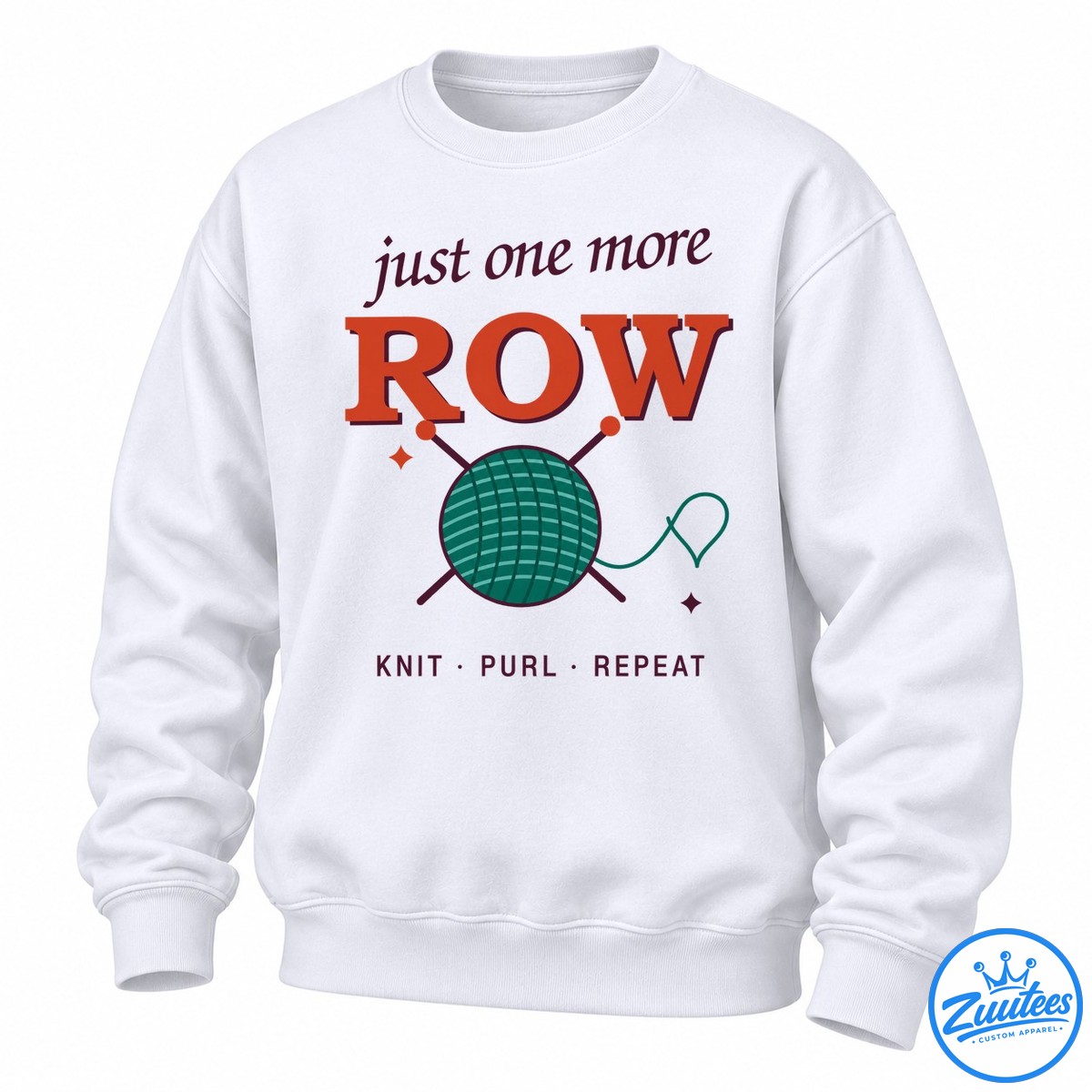 Just One More Row Knit Purl Repeat Knitting Sweatshirt