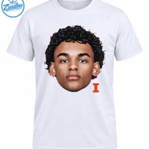 Illustrated young male player face with curly black hair and a bold orange capital I