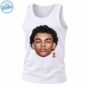 Illustrated young male player face with curly black hair and a bold orange capital I