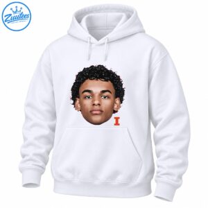 Illustrated young male player face with curly black hair and a bold orange capital I