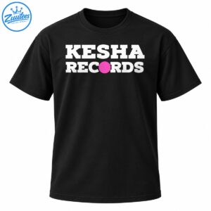 Kesha Records logo graphic with bold white lettering and a bright pink circle replacing the O