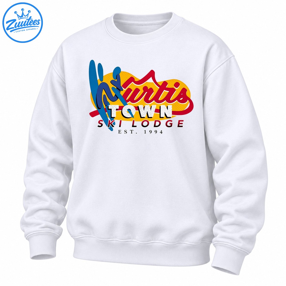 Kurtis Town Ski Lodge Est 1994 Winter Sports Sweatshirt